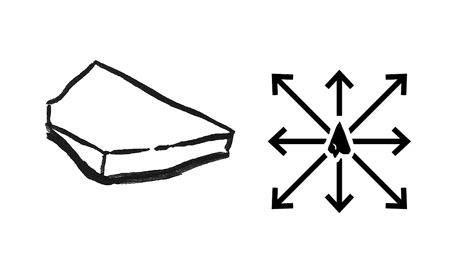illustration: the Dagger piece and simplified movement diagram