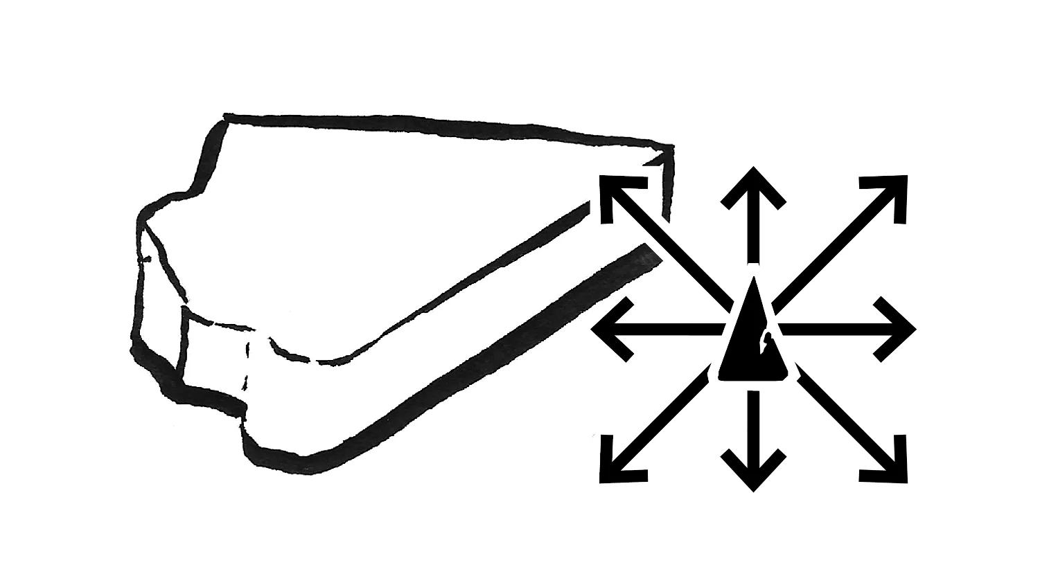 illustration: the Sword piece and simplified movement diagram